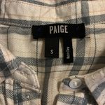 Paige  Plaid Button Down Shirt Size Small Wht/Blue/Tan Photo 5