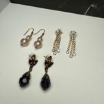 Dangle Drop Pierced Earrings Lot Of 3 Rhinestone Mix Some Bead Photo 9