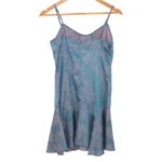 Cider Floral Ruffle Hem Satin Mini Dress Y2K Babydoll Fairy Blue Pink Summer Size S Photo 3