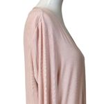 DKNY Cardigan Duster Open Front Ribbed Knit Long Sleeves Pockets Blush Pink L Photo 6