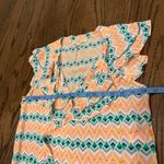 Paloma Blue Sophia Blouse Top Geometric Flutter Sleeve Tie V Neck Size Small Pink Photo 7