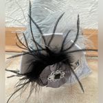 Silver Gray Maya Lulu Beaded Masquerade Woman’s Mask with Side Feather Photo 1