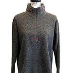 Victoria's Secret VS Victoria Secret Country 1/4 Zip Fleece Pullover Gray Small Floral Vintage Y2K Photo 0