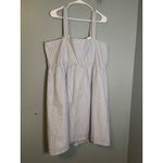 J.Crew NWT Women's Button Front Seersucker Blue White Stripe Tank Midi Dress 20 Photo 5