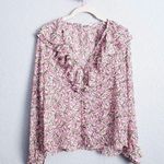 ZARA  Floral Pink Ruffle Long Sleeve Blouse Photo 0
