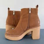 Dolce Vita Cecile Praline Nubuck Leather Wood Block Heel Ankle Boots Brown Size 7 Photo 5
