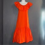 Anthropologie  New w $208 Tags Whit Two Red Orange Off The Shoulder Dress Medium Photo 4