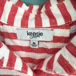 Kensie  Sleeveless Fringe Button Up Blouse Striped Photo 2
