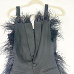 Pretty Little Thing  Feather Trim Sleeveless Fitted Blazer Vest Size 4 NWT Black Photo 4