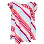 Flamingo Stripe Multicolored Pattern Short Sleeve Blouse Size Large Top Photo 1