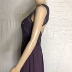 David's Bridal Purple Beaded Open Back Maxi Dress Photo 2