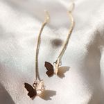 Boutique  Gold Butterfly Threader Earrings Photo 0