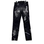ZARA The Bleached Mid Rise Slim Straight Leg Denim Jean 6 Black White #3924 Photo 12