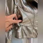 L.A.M.B. Vintage Gwen Stefani Rock Glam Leather Silk Metallic Gold Jacket Size 2 Photo 7