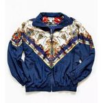 After All 90s Vintage Baroque Print Jacket Womens Blue Track Bomber Jacket Large Photo 0