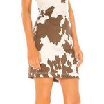 Miaou Dress Women XS Brown White Cow Print Strapless Lotte Mini Sheath Sexy‎ Photo 0