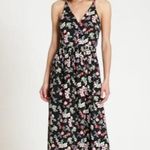 Gap  Black W/Pink Floral Criss Cross Strappy Back Maxi Sundress Size 0 Photo 1