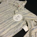 Luxxel ‎ Ivory Silver Metallic Knit Mock Neck Bell Sleeve Bodysuit Medium new Photo 5