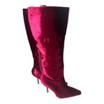 Colin Stuart  Red Velvet Leather Mid Calf Pointed Toe Heel Boots Size 7M Photo 6