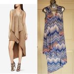 BCBGMAXAZRIA  Blue Printed Multi Zig Zag Ombre Asymmetrical High Low Dress Photo 10