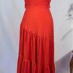 Hello Molly NWT  Strapless Tiered Midi Red Dress w/ Back Bow Tie Sz 4🧡 Photo 9