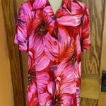 Vtg 90s bright floral Hawaiian shirt Red Size L Photo 7