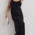 Madewell  Square Neck Midi Dress Size 8 in True Black NWT Cupro Photo 0