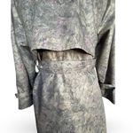 London Fog Vintage 70s Floral Jacquard Trench Coat Gray Purple Belted 10 Petite Photo 10