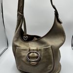 Brighton Vntg Rare  Gold Buckle Leather Hobo Handbag Purse Photo 0