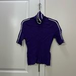 Milly FLAWED Purple Racer Stripe Turtleneck Sweater Size XL $295 Photo 1