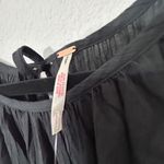 Free People NEW  Real Resort Romper Short Black Crinkle Gauze Open Back Top Small Photo 3