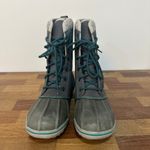 LL Bean Womens Duck Boots 7 Blue Quilted Mid Calf Rain Snow Rubber Lace Outdoor Photo 10