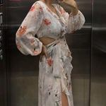 ZARA  dress Floral Ruffle Wrap sundress long sleeve cut out summer boho wedding  Photo 2