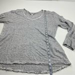 Sundance  Black‎ White Stripe Long Sleeve Linen Top Medium Crochet Neckline *FLAW Photo 11