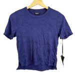 Michael Lauren New Tee Purplish Blue Ribbed Short Sleeve Cropped Womens Small Photo 0