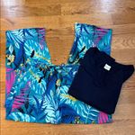 Soma Cool Nights Pajama Set Navy V-Neck Top & Tropical Print Pants Size L Photo 8