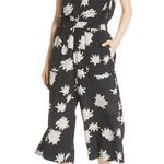 Vince Chrysanthemum Black & White Print Floral 100% Silk Jumpsuit Size Large Photo 0