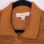 L*Space Marbella Cotton Crochet Knit Collared Short Sleeve Button Top Mojave S Photo 1