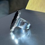 Large Chunky Black Obsidian Stone Ring. Size 8 Photo 1