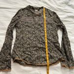 Vintage euro Brown and blue paisley long sleeve top with bell sleeves Size XS Photo 7