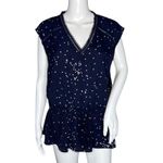 Heartloom Shirt Womens Large Blue White Polka Dot Peplum Blouse Career Casual Photo 0