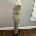 Gabrielle Union Off The Shoulder Metallic Sweater Dress‎ Green Size M Photo 3