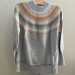 J.Crew Fair Isle Yoke Puff Sleeve Sweater In Dusty Sky Peach Size Small Photo 1