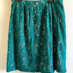 J.Crew Lace Green Nude Lined Midi Pleated Skirt W Photo 0