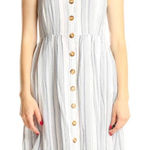 Loft  Fit & Flare Striped Button Front Sleeveless Sundress‎ White Blue 2 Photo 0