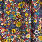 Vintage 70s Retro Floral Size Large Pullover Quarter Zip Deadstock Hippie Disco Purple Photo 3