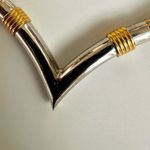 NAPIER CURVED TUBE V SILVERTONE LINKS VINTAGE NECKLACE Silver Photo 5