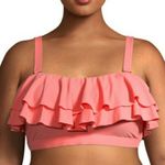 🆕‎ Women's Plus 1X 16 18 Coral Ruffle Bikini Swim Top NEW NWT Pink Photo 0