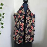Vintage Navy Blue with Flowers Neck Scarf Orange Photo 1