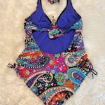 Kenneth Cole Reaction colorful paisley print one piece swimsuit size large Photo 5